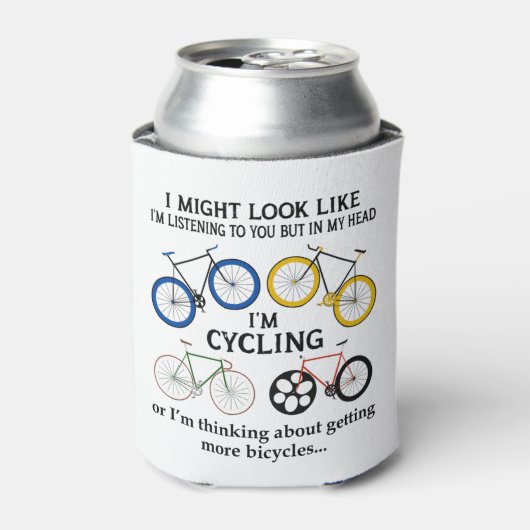 Fietsen lijkt het alsof ik naar je luister blikjeskoeler (Blikje Voorkant)
