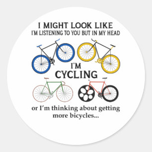 fietsen lijkt me alsof ik naar je luister ronde sticker