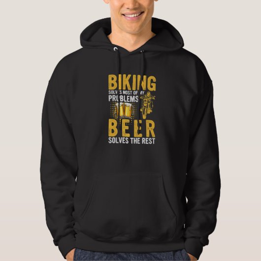 Fietsen lost de meeste van mijn problemen op Bier Hoodie (Voorkant)