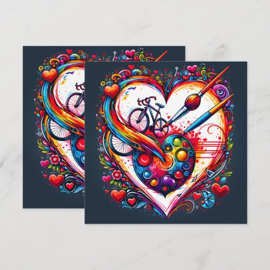 Fietsen Love Valentijn’s Day Gift Feestdagenkaart (Voorkant / Achterkant)