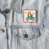 Fietsen - Man Vierkante Button 5,1 Cm (In situ)