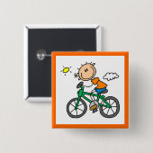 Fietsen - Man Vierkante Button 5,1 Cm (Voorkant /achterkant)