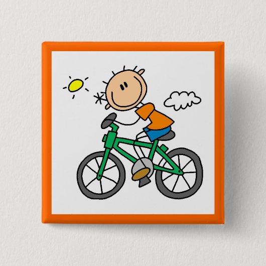Fietsen - Man Vierkante Button 5,1 Cm (Voorkant)