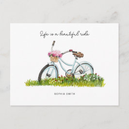 Fietsen met bloemen briefkaart