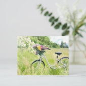 Fietsen met bloemen briefkaart (Staand voorkant)