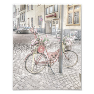 Fietsen met bloemen foto afdruk