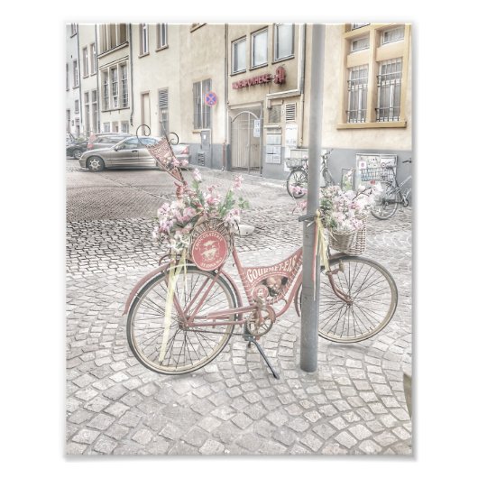 Fietsen met bloemen foto afdruk (Voorkant)