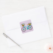 Fietsen met bloemen in mandje vierkante sticker (Envelop)
