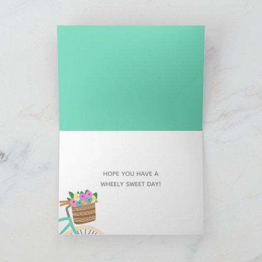 Fietsen met Bloemenmand Moederdag Kaart (Binnen)