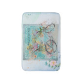 Fietsen met bloemmanden op blauwe schoot badmat (Voorkant Verticaal)