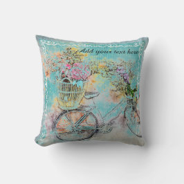 Fietsen met bloemmanden op blauwe schoot kussen