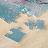 Fietsen met bloemmanden op blauwe schoot legpuzzel (Zijkant)