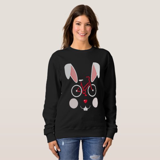 Fietsen met bunny Paasband Face Costume Funny Ea Trui (Voorkant volledig)