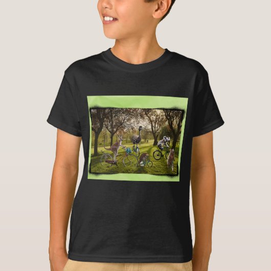 Fietsen met de Aussie wildlife T-shirt (Voorkant)