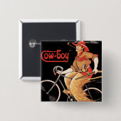 Fietsen met de bijnaam "The Cowboy" Bicycle Vierkante Button 5,1 Cm (Voorkant /achterkant)