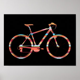 fietsen met gestreepte fiets poster