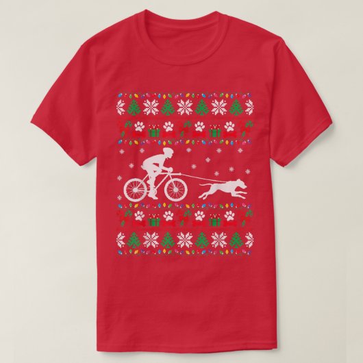 fietsen met honden met een lelijke kerstbeker Xm T-shirt (Design voorkant)