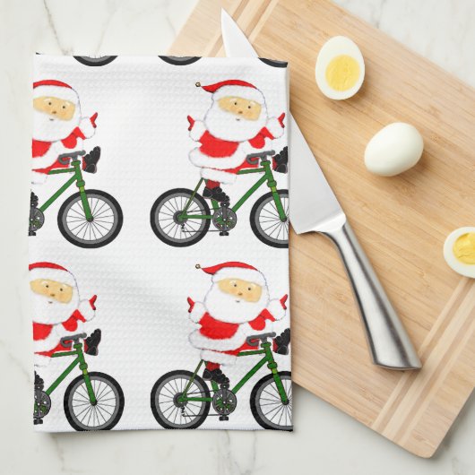 Fietsen met Kerstmis Theedoek (Quarter Fold)