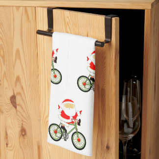 Fietsen met Kerstmis Theedoek