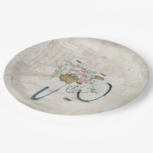  fietsen met rozen mand papieren bordje