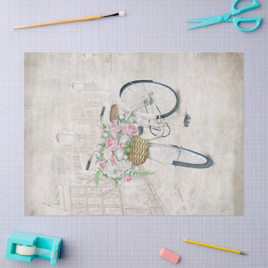  fietsen met rozen mand tissuepapier (Craft)