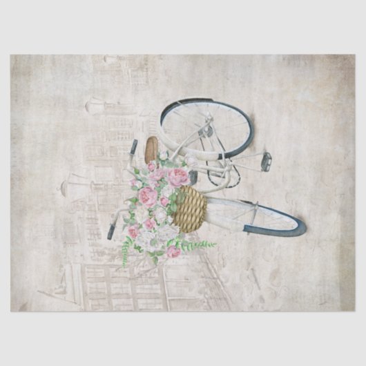 fietsen met rozen mand tissuepapier (Voorkant)