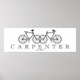 Fietsen met vogelfamilie afdrukken poster