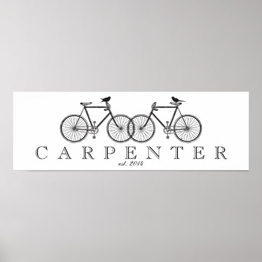 Fietsen met vogelfamilie afdrukken poster (Voorkant)