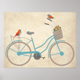 Fietsen met vogels poster