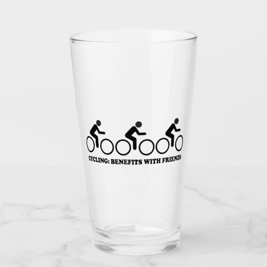 Fietsen met vrienden heeft voordelen glas (Voorkant)
