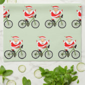 Fietsen mevrouw Claus Kerstmis Theedoek (Gevouwen)