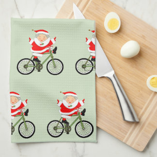 Fietsen mevrouw Claus Kerstmis Theedoek