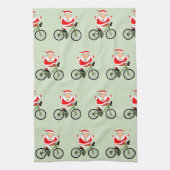 Fietsen mevrouw Claus Kerstmis Theedoek (Verticaal)