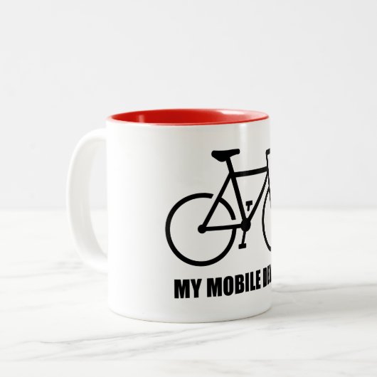 Fietsen, mijn mobiele apparaat tweekleurige koffiemok (Voorkant links)