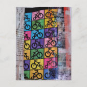 Fietsen mixed media collage briefkaart (Voorkant)