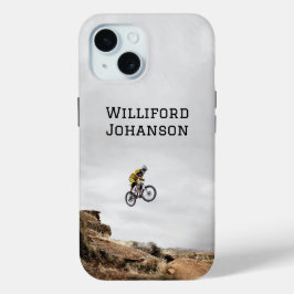 Fietsen/mountainbiker op pad Personaliseren iPhone 15 Case