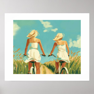 Fietsen naar het strand poster