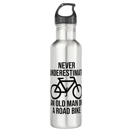 Fietsen onderschat nooit een oud Man Waterfles (Voorkant)
