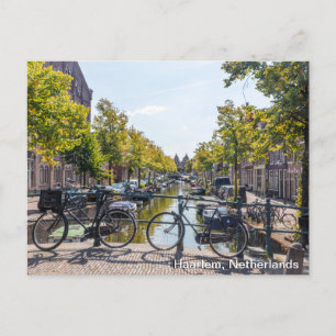 Fietsen op een brug, Haarlem, Nederland Feestdagenkaart