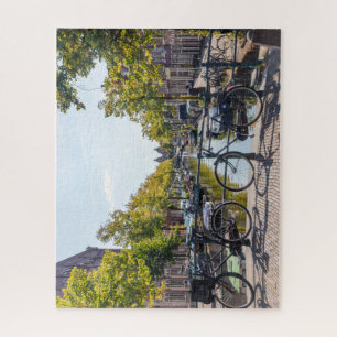 Fietsen op een brug, Haarlem, Nederland Legpuzzel