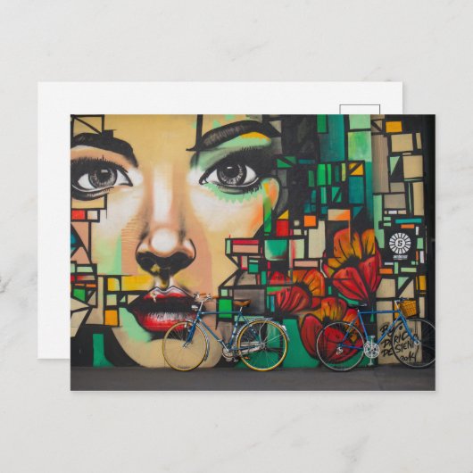 Fietsen op graffiti briefkaart (Voorkant / Achterkant)