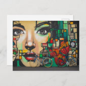 Fietsen op graffiti feestdagenkaart (Voorkant / Achterkant)