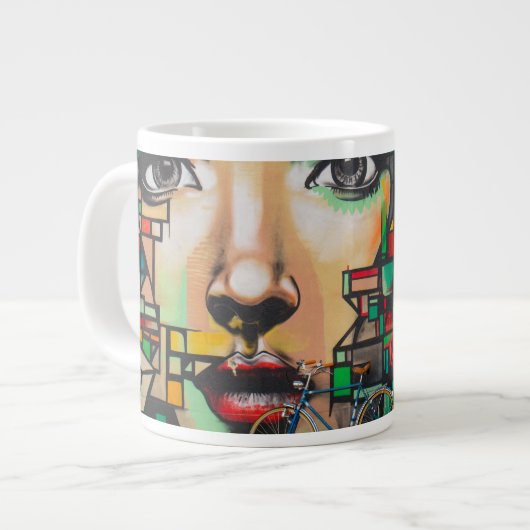 Fietsen op graffiti grote koffiekop (Links)