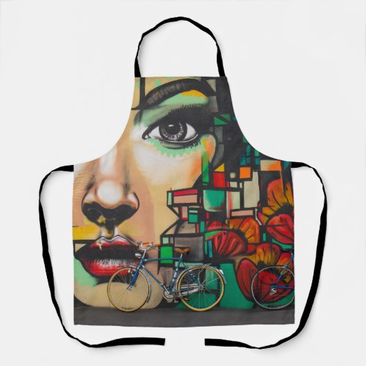 Fietsen op graffiti schort (Voorkant)