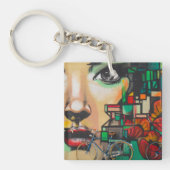 Fietsen op graffiti sleutelhanger (voorkant)