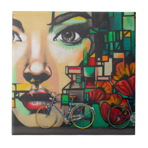 Fietsen op graffiti tegeltje