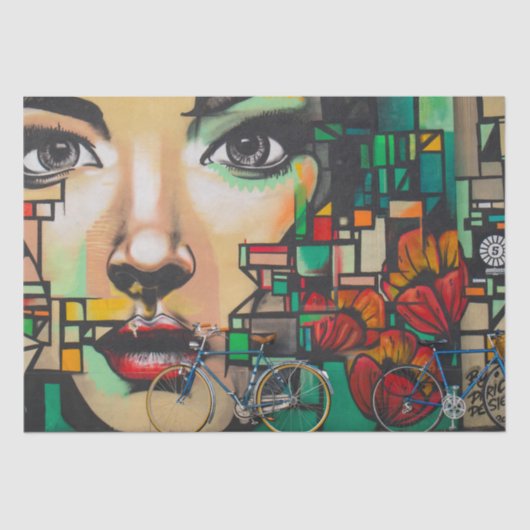 Fietsen op graffiti tissuepapier (Voorkant)