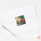 Fietsen op graffiti vierkante sticker (Envelop)