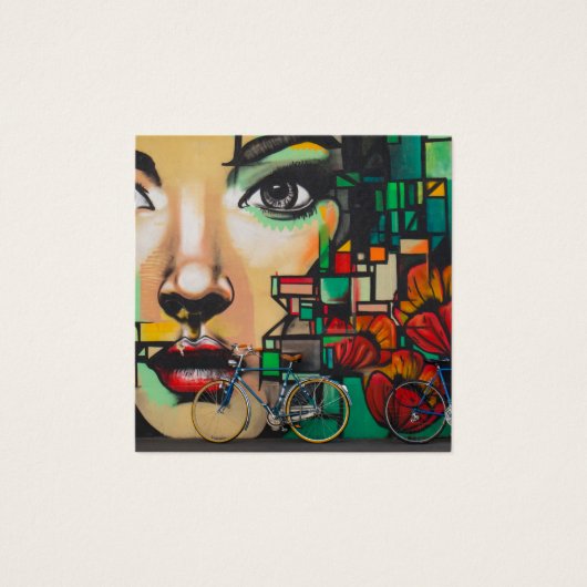 Fietsen op graffiti vierkante visitekaartjes (Voorkant)