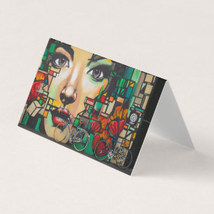 Fietsen op graffiti visitekaartje